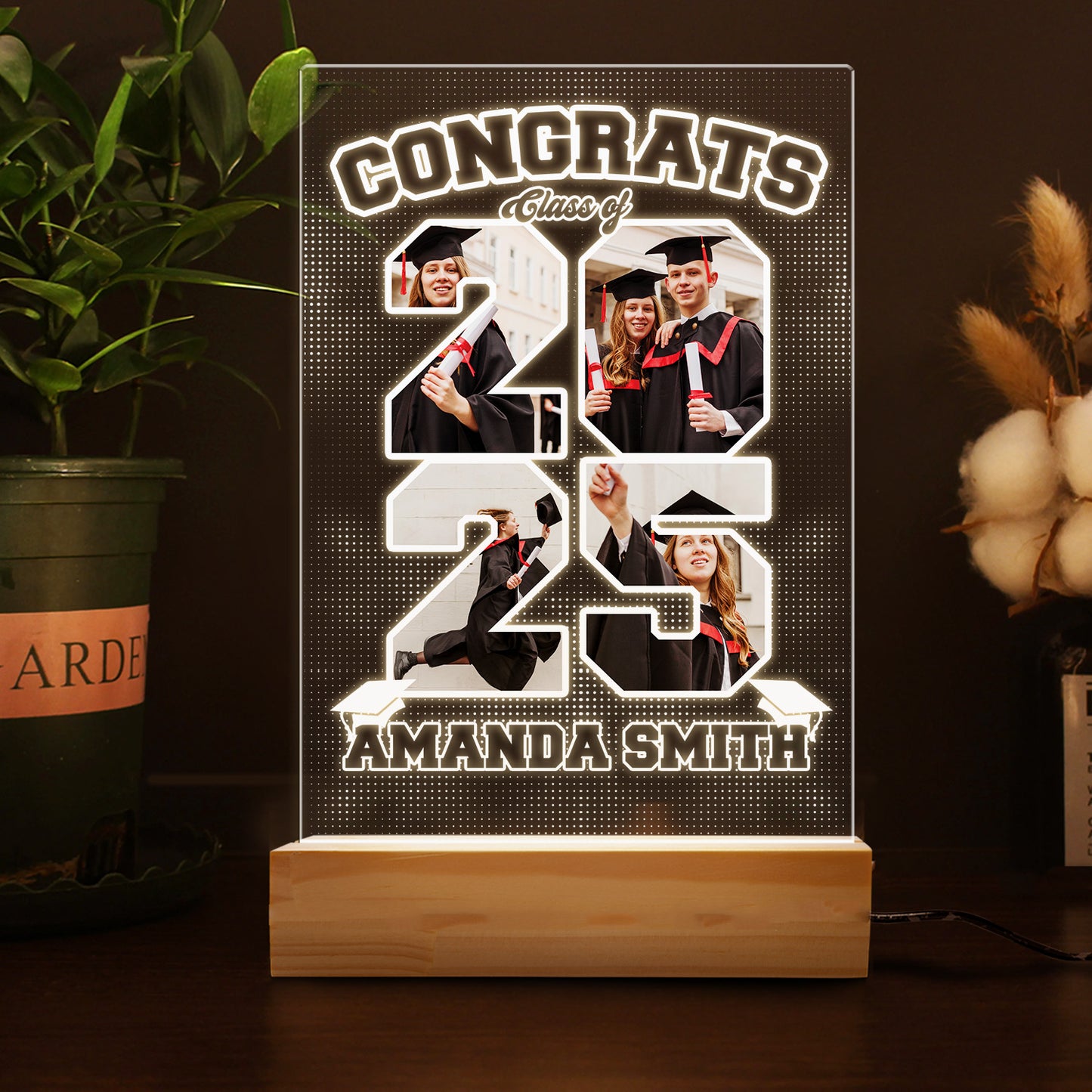 Custom Graduation Night Light – Personalized Picture Frame Lamp, Graduation Gift For Student, Boyfriend, Girlfriend, Best Friend (GNL-48)
