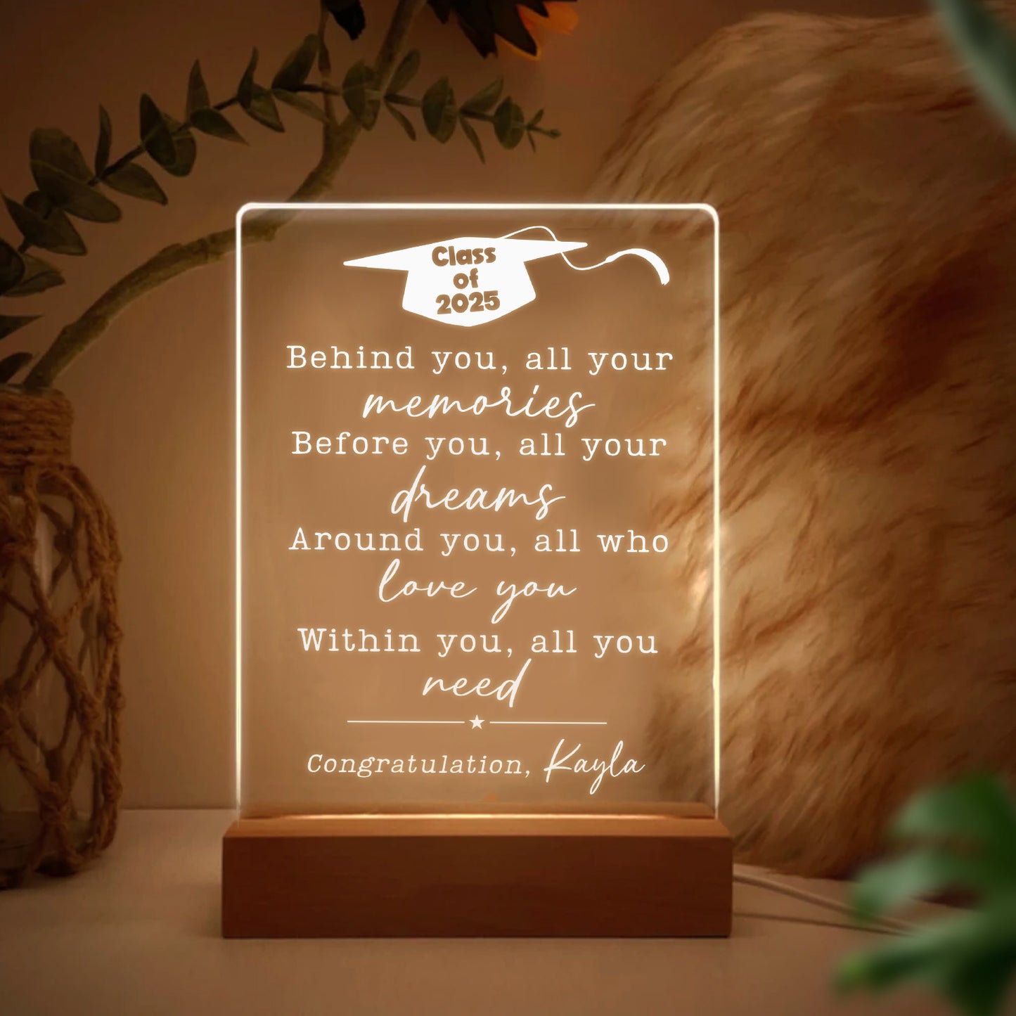 Class of 2025 Personalized Graduation Night Light – Memorable Gift for Graduates Starting a New Journey (GNL-41)