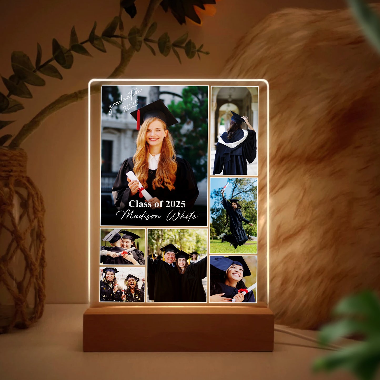 Personalized Graduation Night Light For High School, College, Custom Photo Frame Lamp For Son, Daughter, Friend, Senior Gift (GNL-46)