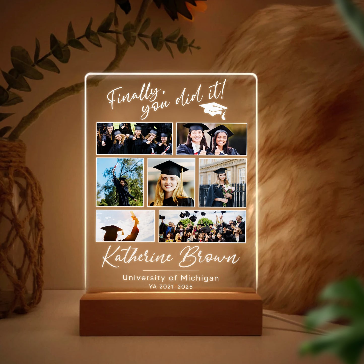 Graduation Night Light Personalized Gift For Him Her, Custom Photo Acrylic Lamp, Graduation Keepsake For Student, Daughter, Son (GNL-44)