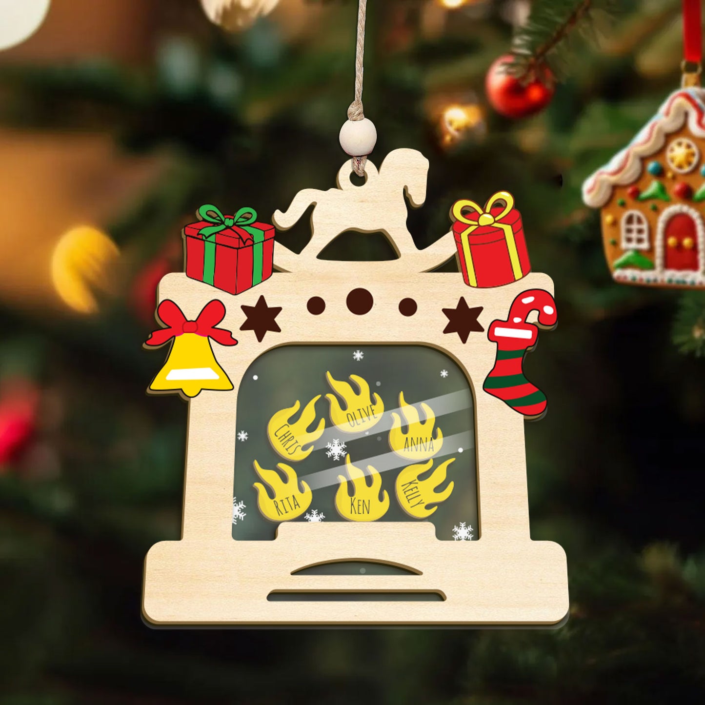 Personalized Shake Ornament with Fire Spot Charm, Custom Family Member Name Christmas Ornament, 2024 Christmas Gift for Family, Unique Christmas Decor for Tree, Holiday Keepsake Decoration