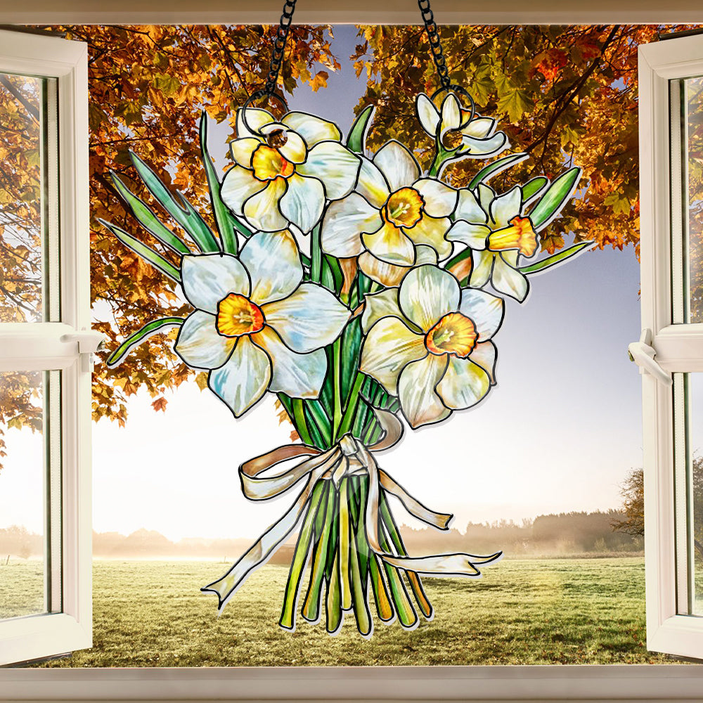 Personalized Grandma's Garden Gift For Grandma, Birth Month Flower Acrylic Window Hanging Suncatcher, Mother's Day Gift For Grandma (H-Sun-05)