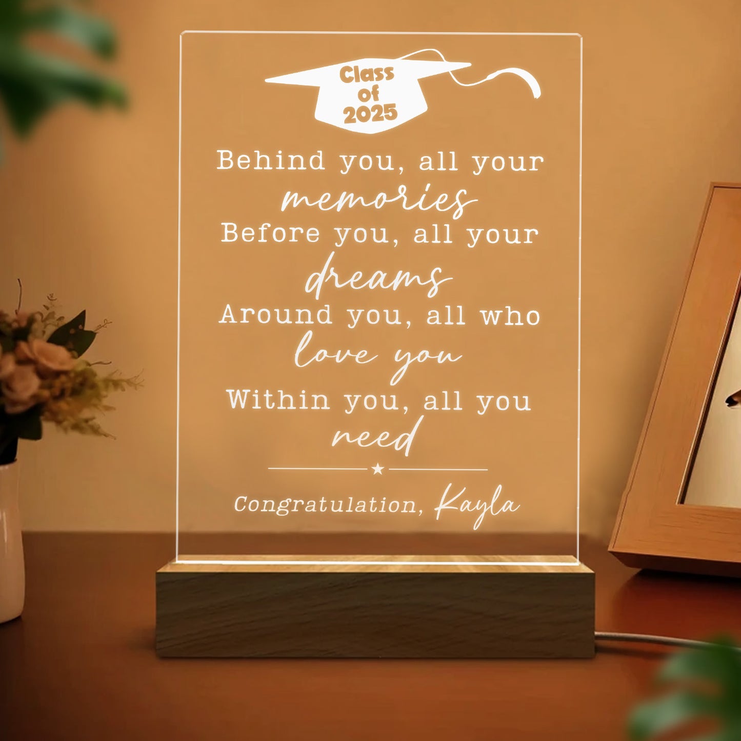 Class of 2025 Personalized Graduation Night Light – Memorable Gift for Graduates Starting a New Journey (GNL-41)