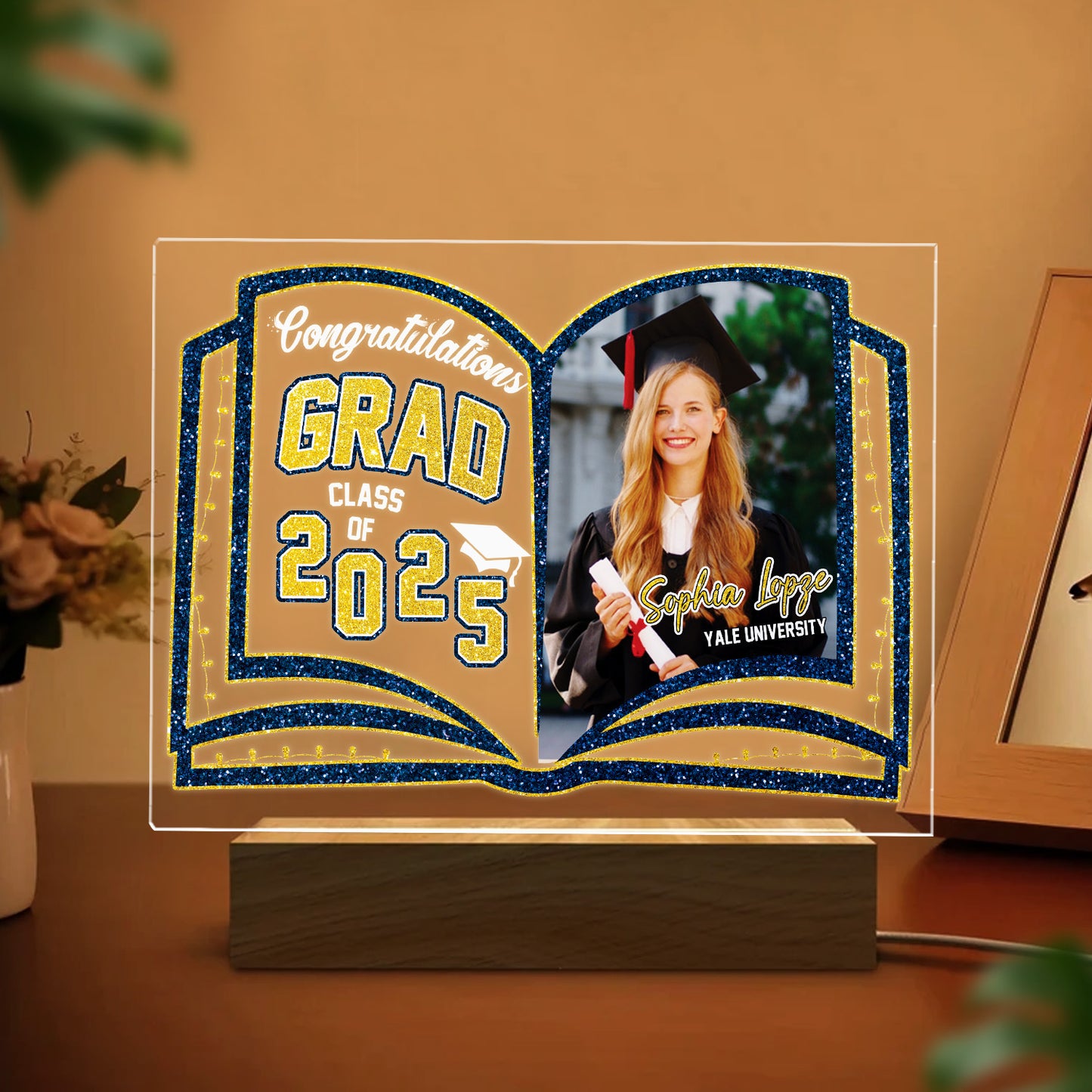 Graduation Night Light - Customizable Photo Lamp, A Unique Personalized Keepsake for the Graduate's Special Moment (GNL-03)