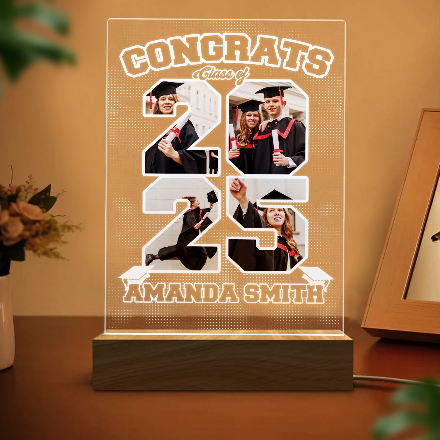Custom Graduation Night Light – Personalized Picture Frame Lamp, Graduation Gift For Student, Boyfriend, Girlfriend, Best Friend (GNL-48)
