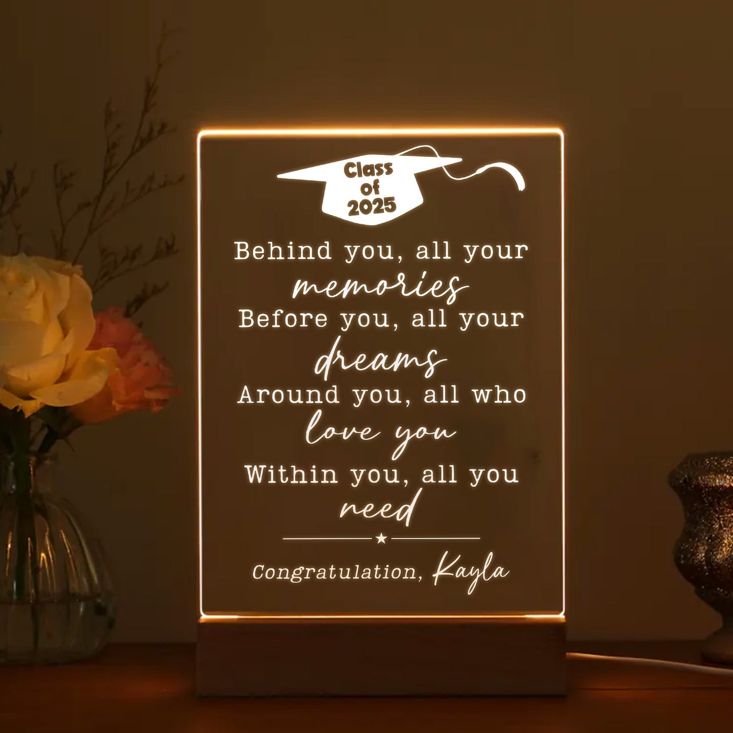 Class of 2025 Personalized Graduation Night Light – Memorable Gift for Graduates Starting a New Journey (GNL-41)