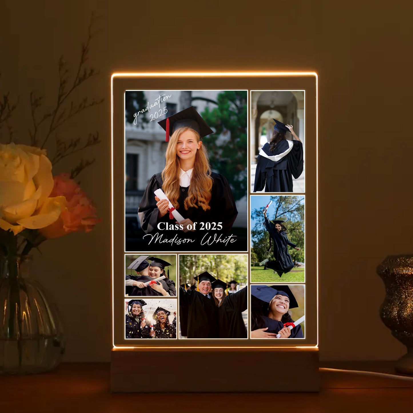 Personalized Graduation Night Light For High School, College, Custom Photo Frame Lamp For Son, Daughter, Friend, Senior Gift (GNL-46)