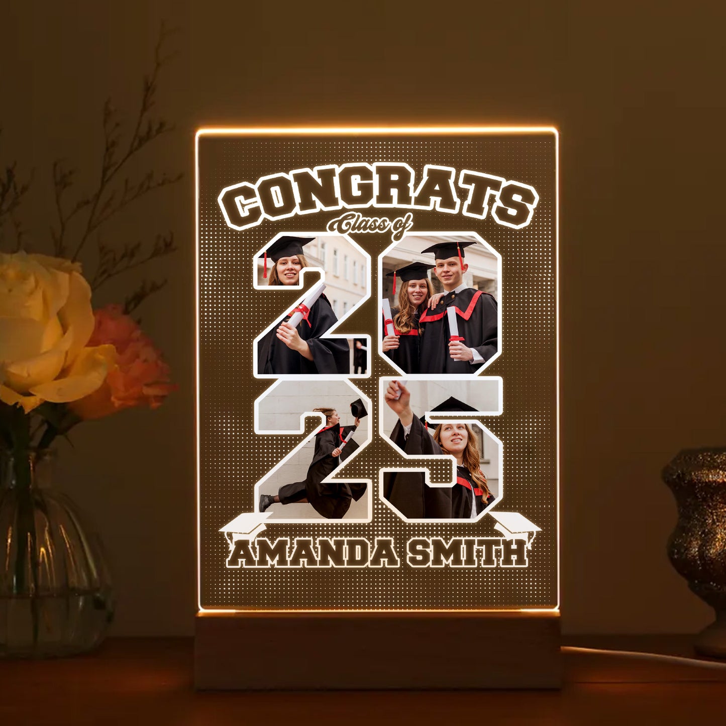 Custom Graduation Night Light – Personalized Picture Frame Lamp, Graduation Gift For Student, Boyfriend, Girlfriend, Best Friend (GNL-48)