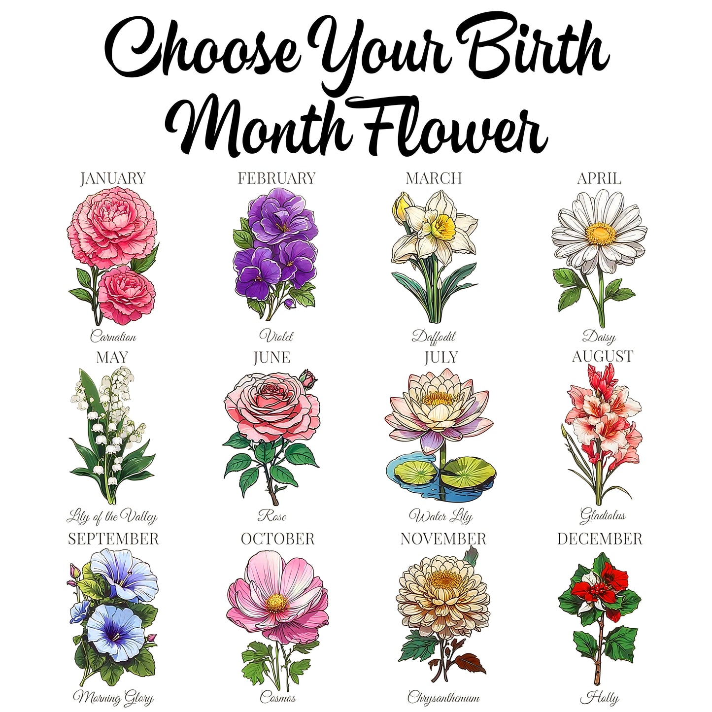 Custom Family Birth Flowers Hanging Suncatcher, Personalized Mom’s Garden Gift, Mother’s Day, Stained Art for Grandma’s Garden (H-Sun-08)