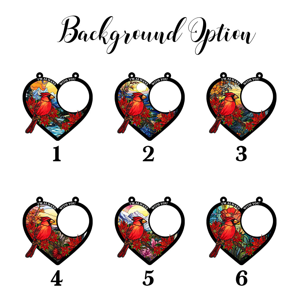 Personalized Photo Memorial Suncatcher Ornament, Custom Photo, Cardinal Suncatcher, In Loving Memory of a Loved One, Sympathy Gift, Cardinal Lovers (H-Sun-12)
