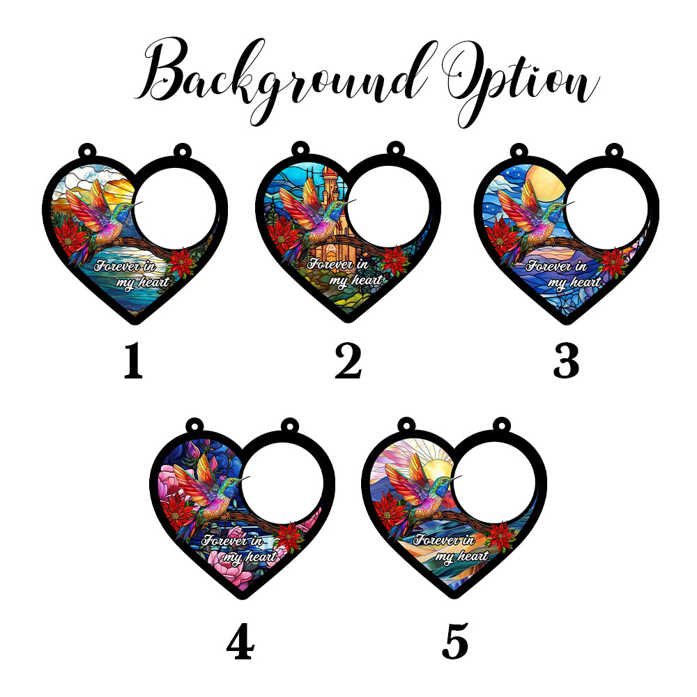 Custom Hummingbird Memorial Portrait, Personalized Stained Glass Window Hanging, Memorial Ornament, Glass Suncatcher for Hummingbird Lovers (H-Sun-13)