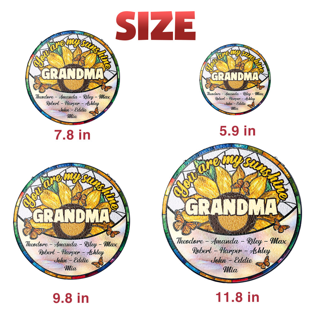 Personalized "You Are My Sunshine" Glass Suncatcher Ornament for Mom, Customizable Sunflower Suncatcher (Sun-27)