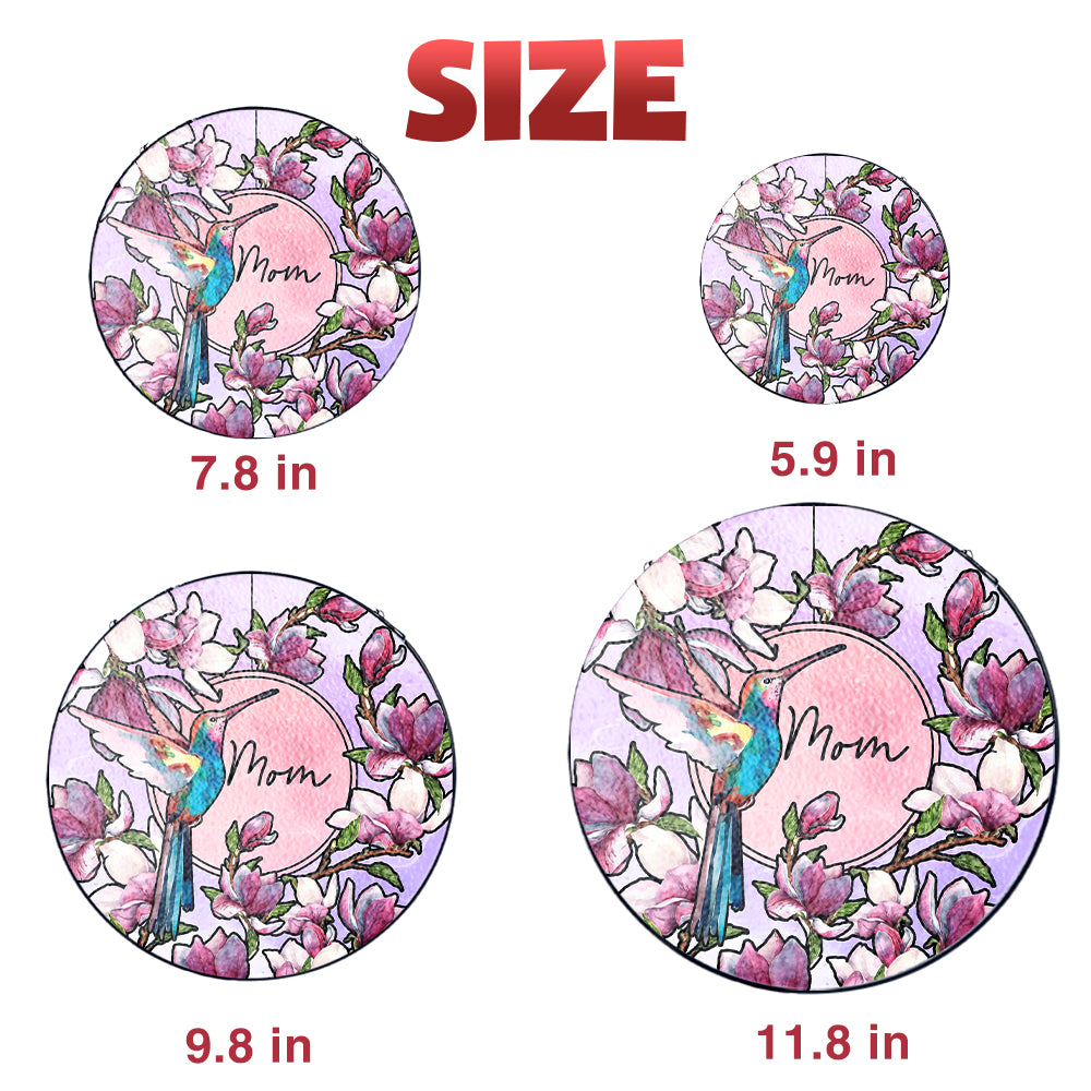 Custom Floral and Hummingbird Stained Glass Suncatcher Gift for Mom (Sun-15)
