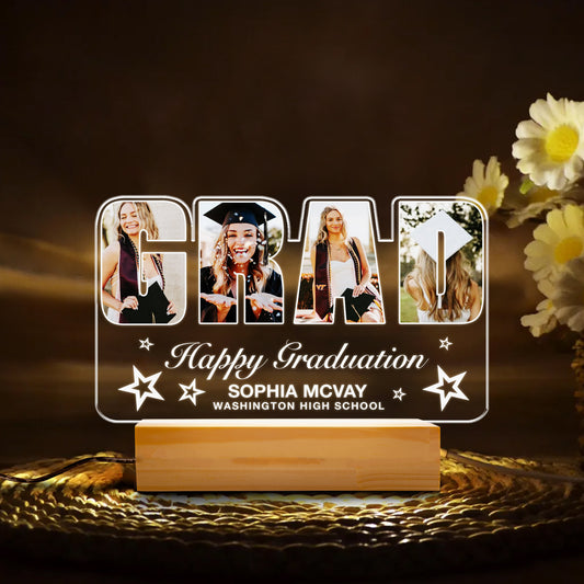 Personalized Graduation Night Light with “GRAD” Letters – A Stunning Acrylic Lamp to Mark Their Big Day (GNL-17)