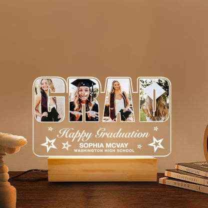 Personalized Graduation Night Light with “GRAD” Letters – A Stunning Acrylic Lamp to Mark Their Big Day (GNL-17)