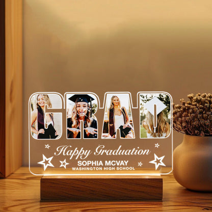 Personalized Graduation Night Light with “GRAD” Letters – A Stunning Acrylic Lamp to Mark Their Big Day (GNL-17)