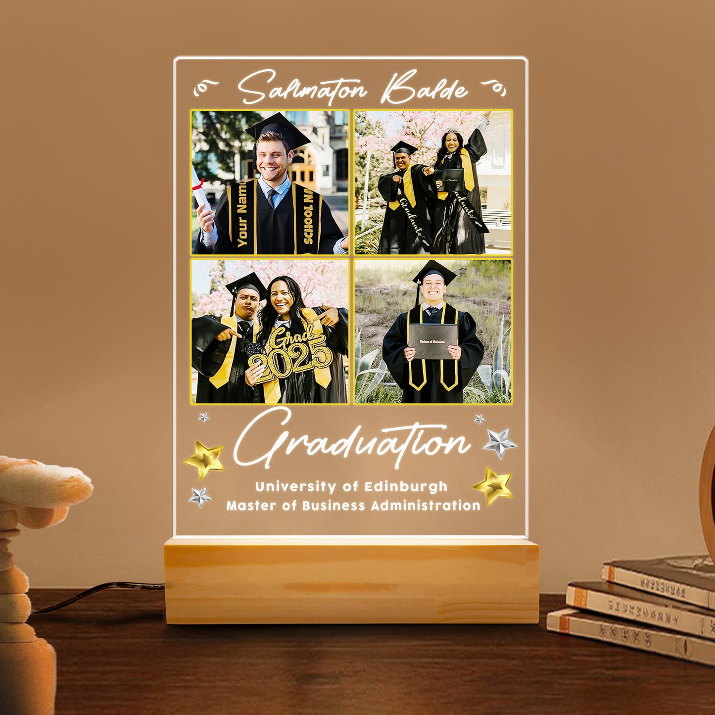 Friends Forever Graduation Night Light – Personalized Gift with Group Photo Collage for 2025 Graduates (GNL-25)