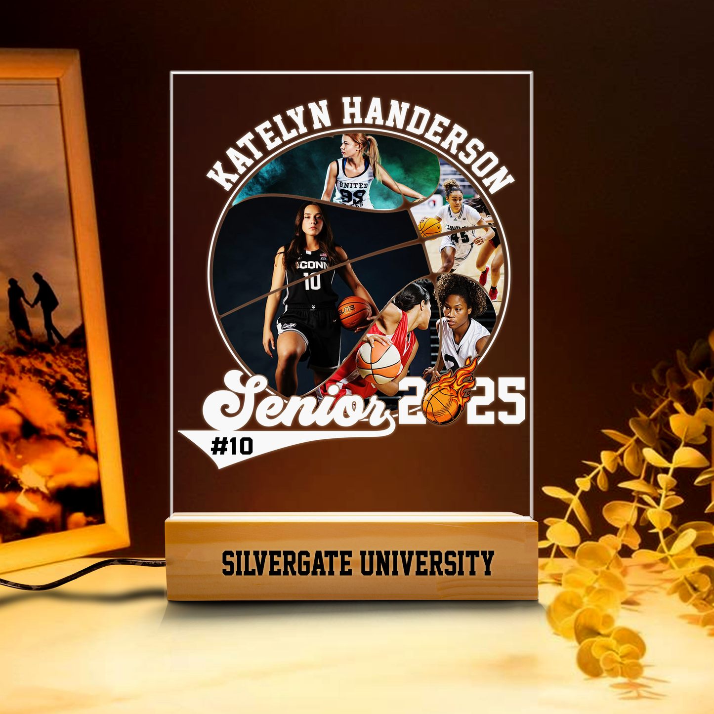 Custom Basketball Graduation Night Light – A Personalized Keepsake for Class of 2025 Graduates to Celebrate Their Achievement (GNL-07)