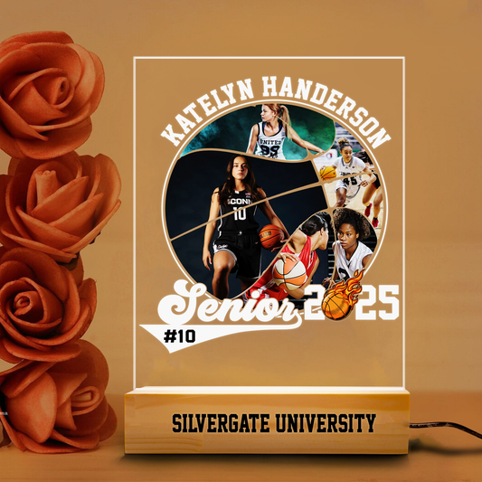 Custom Basketball Graduation Night Light – A Personalized Keepsake for Class of 2025 Graduates to Celebrate Their Achievement (GNL-07)