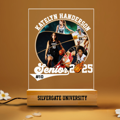 Custom Basketball Graduation Night Light – A Personalized Keepsake for Class of 2025 Graduates to Celebrate Their Achievement (GNL-07)