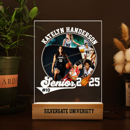 Custom Basketball Graduation Night Light – A Personalized Keepsake for Class of 2025 Graduates to Celebrate Their Achievement (GNL-07)