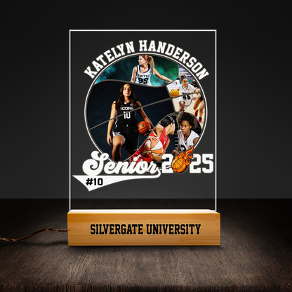 Custom Basketball Graduation Night Light – A Personalized Keepsake for Class of 2025 Graduates to Celebrate Their Achievement (GNL-07)