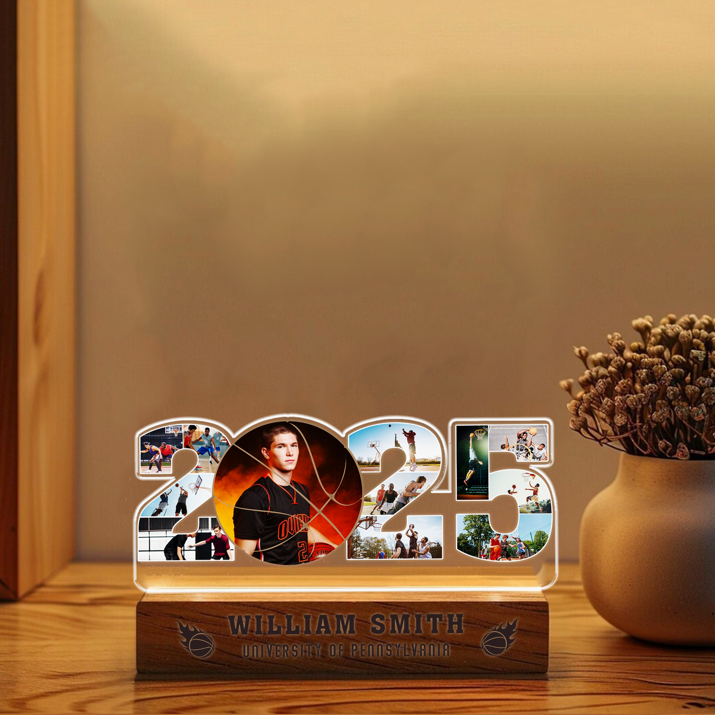 Graduation Night Light for Basketball Lovers – Personalized Gift to Honor Class of 2025 Milestones (GNL-08)