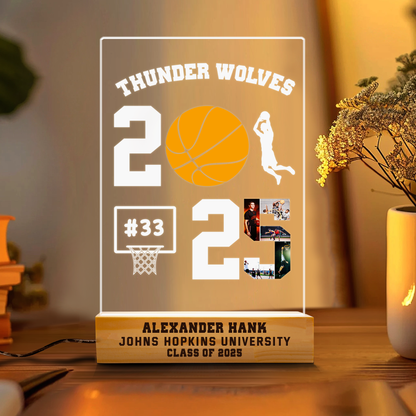 Personalized Basketball-Themed Graduation Night Light – A Unique Keepsake for Class of 2025 Graduates (GNL-04)