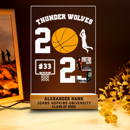 Personalized Basketball-Themed Graduation Night Light – A Unique Keepsake for Class of 2025 Graduates (GNL-04)