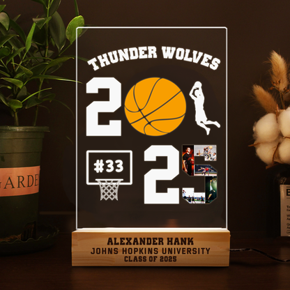 Personalized Basketball-Themed Graduation Night Light – A Unique Keepsake for Class of 2025 Graduates (GNL-04)