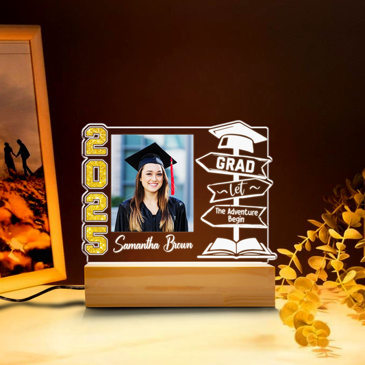Graduation Night Light For Her Him, Personalized LED Acrylic Frame With Picture, Unique Graduation Gift Idea For Students (GNL-49)