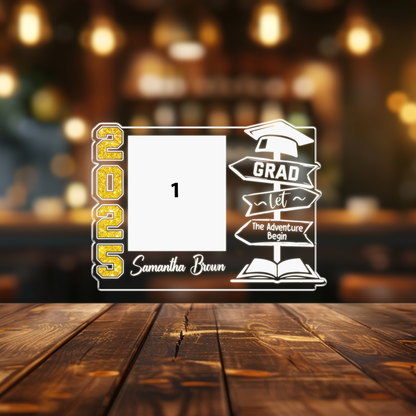Graduation Night Light For Her Him, Personalized LED Acrylic Frame With Picture, Unique Graduation Gift Idea For Students (GNL-49)
