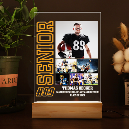 Rugby-Themed Graduation Night Light – Customizable LED Gift to Honor the Class of 2025 Graduates (GNL-06)