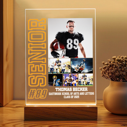 Rugby-Themed Graduation Night Light – Customizable LED Gift to Honor the Class of 2025 Graduates (GNL-06)