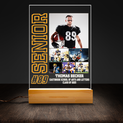 Rugby-Themed Graduation Night Light – Customizable LED Gift to Honor the Class of 2025 Graduates (GNL-06)
