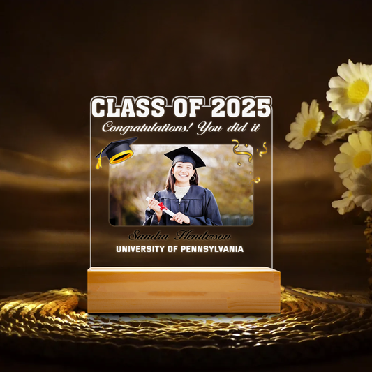 Personalized Graduation Night Light - Custom Acrylic Plaque with Your Photo, Ideal Gift for Class of 2025 Graduates (GNL-02)