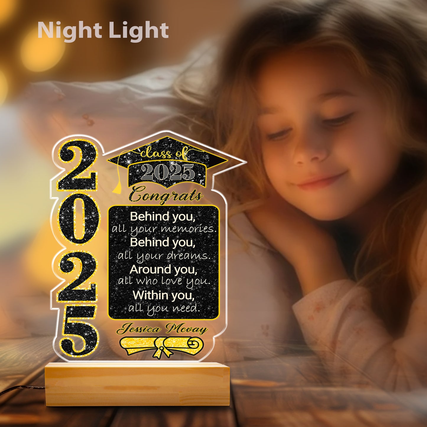 Graduation Night Light – Unique Personalized Gift for High School or College Graduates  (GNL-20)