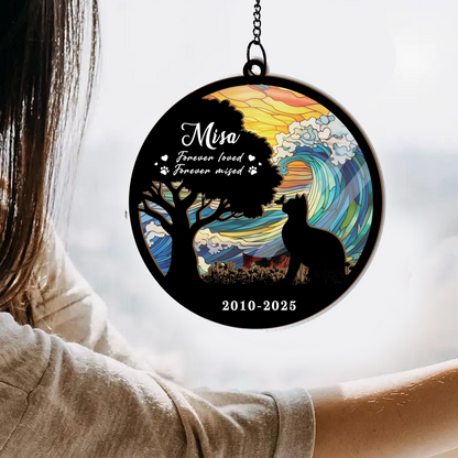 Custom Pet Hanging Suncatcher with Photo and Name, Memorial Window Hanging, Dog Cat Remembrance Gift (H-Sun-30)