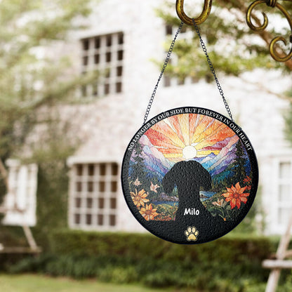 Personalized Dog Memorial Glass Suncatcher – Custom Pet Loss Remembrance Gift for Dog Lovers (Sun-10)