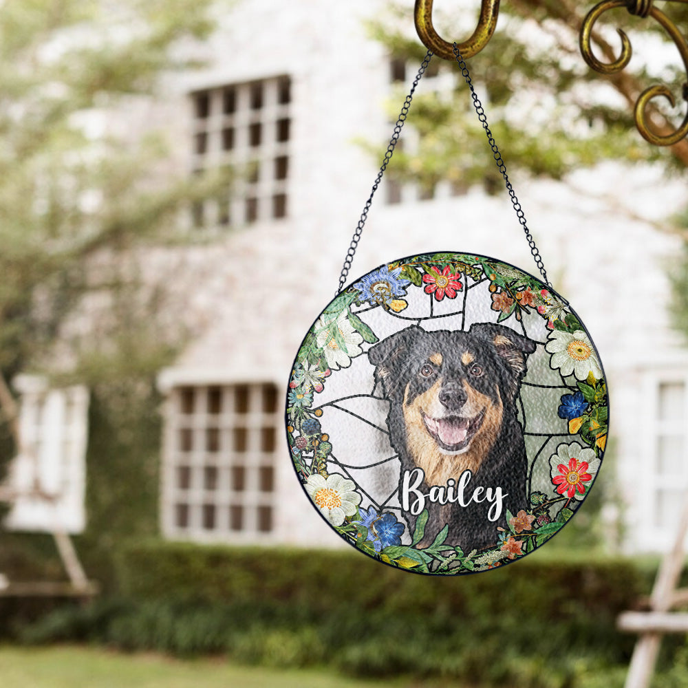 Custom Dog Memorial Glass Suncatcher for Pet Loss (Sun-11)