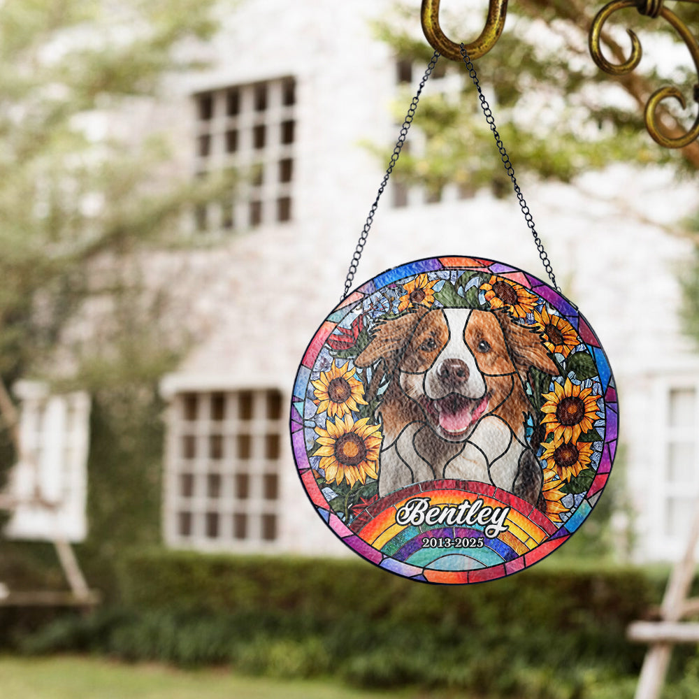 Custom Pet Portrait Glass Suncatcher, Personalized Dog or Cat Ornament Made from Your Favorite Photo, Perfect Gift for Pet Lovers (Sun-69)