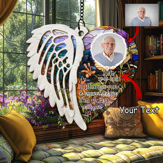 Custom Photo Glass Suncatcher with Angel Wings – A Beautiful Window Hanging to Remember a Loved One Taken Too Soon (H-Sun-18)