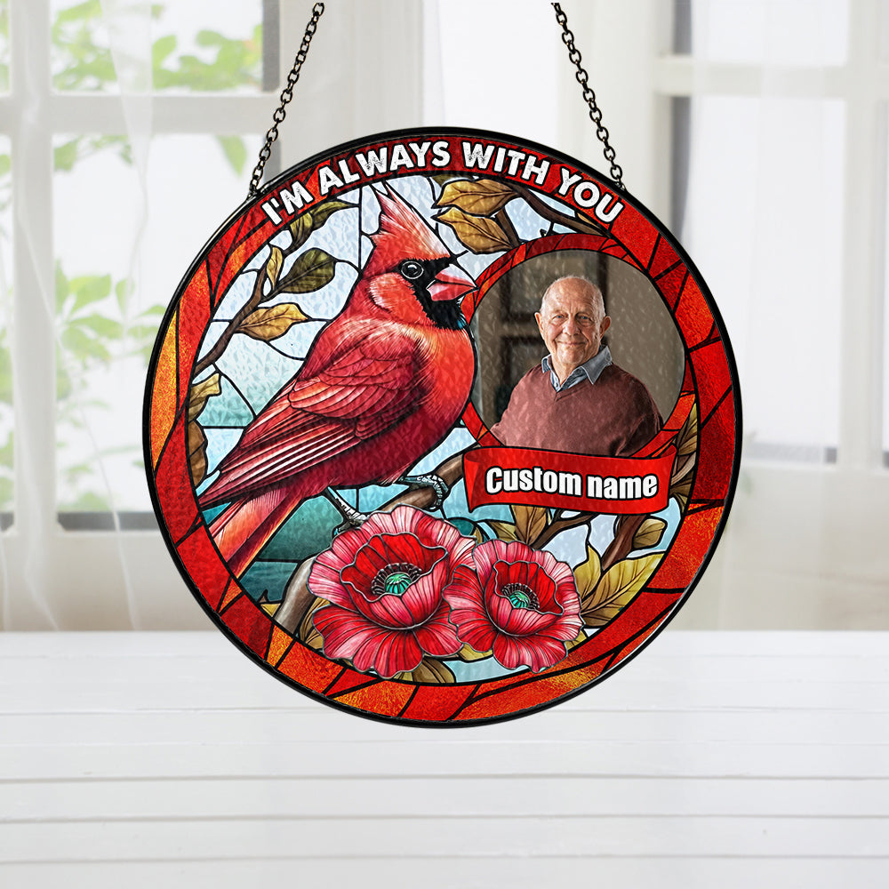 Personalized Cardinal Glass Suncatcher with Name and Date – A Beautiful Sympathy Gift to Remember Someone Special (Sun-33)