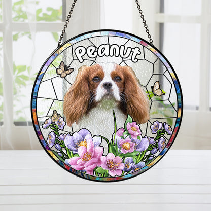 Cavalier King Charles Glass Suncatcher – Custom Dog Memorial Gift, Personalized Pet Loss Tribute for Dog Moms (Sun-65)