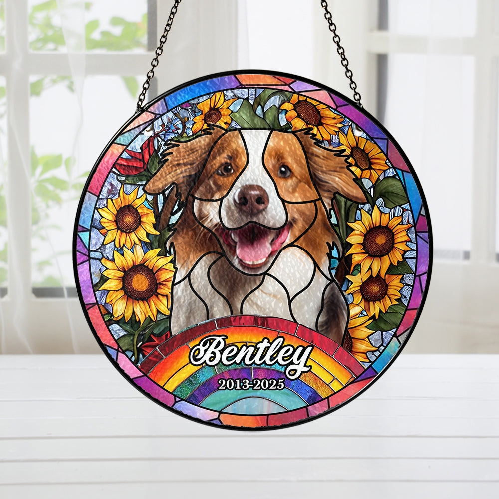 Custom Pet Portrait Glass Suncatcher, Personalized Dog or Cat Ornament Made from Your Favorite Photo, Perfect Gift for Pet Lovers (Sun-69)