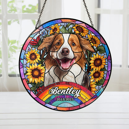 Custom Pet Portrait Glass Suncatcher, Personalized Dog or Cat Ornament Made from Your Favorite Photo, Perfect Gift for Pet Lovers (Sun-69)