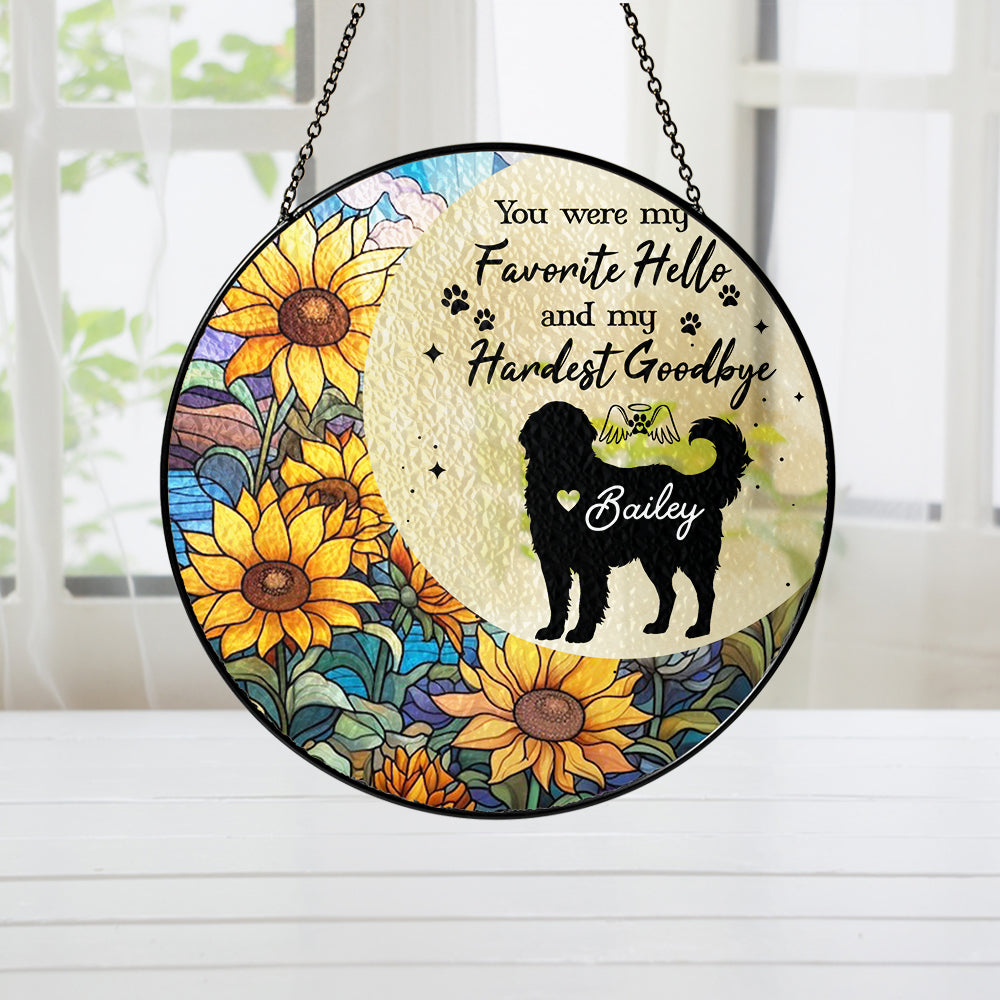 Custom Dog Portrait Stained Glass Suncatcher, Stained Glass Dog Memorial, Pet Memorial Gift, Custom Dog Portrait from Photo, Window Hangings (Sun-62)