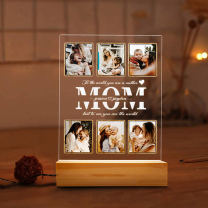 Personalized Mom Night Light With Photo, Custom Acrylic Frame Gift for Mother's Day or Birthday From Daughter or Son (MNL-18)