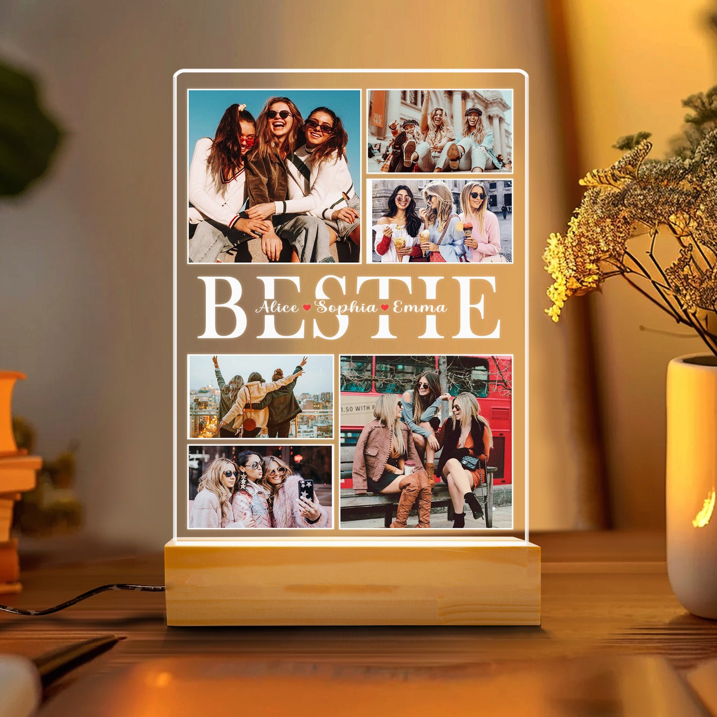 Custom BFF Photo Gift, Personalized Graduate Night Light, Besties Picture Keepsake, Birthday or Graduation Gift for Friend (GNL-33)