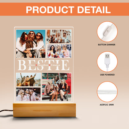 Custom BFF Photo Gift, Personalized Graduate Night Light, Besties Picture Keepsake, Birthday or Graduation Gift for Friend (GNL-33)